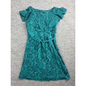 Anthropologie Moulinette Soeurs Fluttered Scrollwork Dress Women's 8 Green Lace